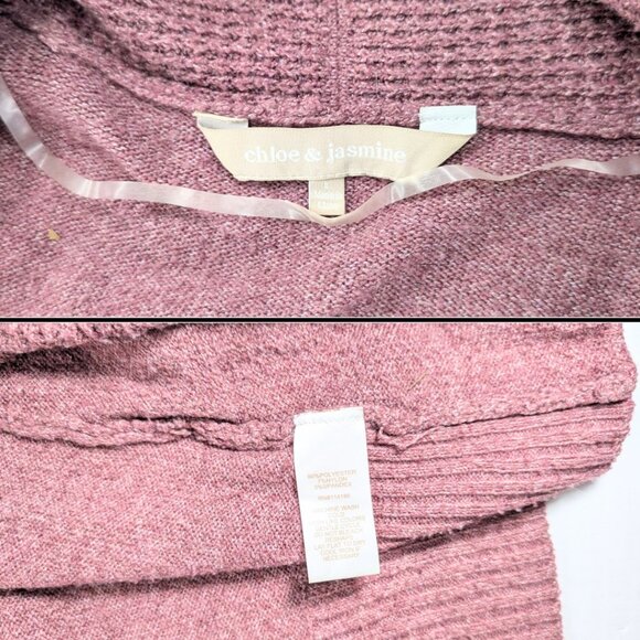 Chloe & Jasmine Large Dusty Pink Open Front Cardigan Sweater w/Pockets - Picture 8 of 8